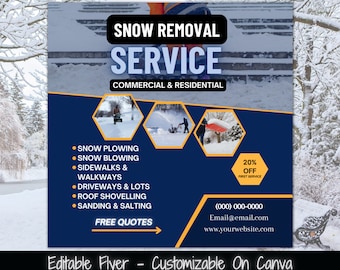 Schneeräumungsdienste Flyer Vorlage, bearbeitbarer Business Flyer (digitaler Download)