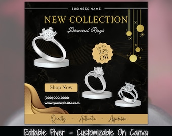 Jewelry Shop Marketing Flyer Template for Social Media Jewelry
