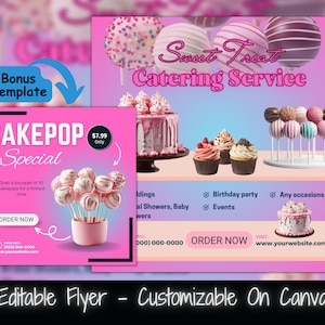 Süßer Leckerbissen Gastronomie Service Flyer Social Media Flyer Bäckerei Shop Gastronomie Business Süßigkeiten Event Flyer Bake Sale Service Flyer