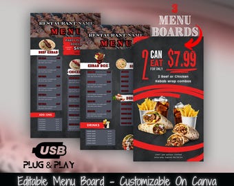 Kebab Restaurant TV Menu Board Template (Digital Vertical Menu)