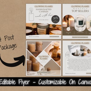 Candles Flyer Template Editable Small Business Candle Making Social Media Flyer Bundle Candle Business Flyer For Social Media DIY Canva