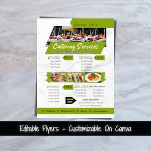 Szablon ulotki menu usług cateringowych do druku Ulotka na wydarzenie cateringowe Szablon ulotki menu cateringu restauracyjnego Usługa gastronomiczna dla firm cateringowych