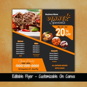 Dinner Specials Marketing Flyer Template Social Media Flyer Wochenend-Dinner Sale Flyer Food Sale Restaurant Menu Flyer Template Food Flyer