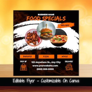 Bearbeitbare Flyer Vorlage Food Specials Social Media Flyer Dinner Sale Flyer Food Sale Restaurant Flyer Menü Food Template Marketing Flyer