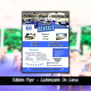 Printable Party Rental Marketing Flyer Template Event and Party Rentals Flyer Template Event Equipment Rentals Flyer Party Rental Business