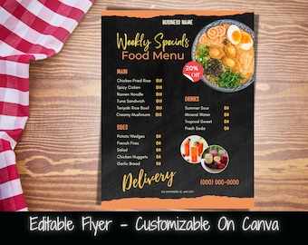 Weekly Specials Food Menu Flyer Template (Canva Editable)