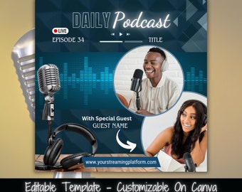Mall för podcast-flyer, marknadsföring för sociala medier (redigerbar Canva-design)