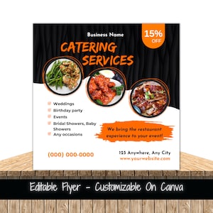 Catering Services Editable Flyer Template For Social Media Cater Business Marketing Flyer Catering Service Business Flyer Catering Flyer