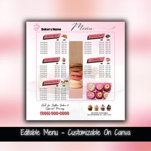 Bäckerei Menü Preisliste Social Media Vorlage Bearbeitbar Bäckerei Menü Vorlage Bäckerei Menü Flyer Preisliste Für Süßigkeiten und Leckereien Menü