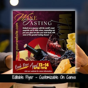 Wine Tasting Flyer For Social Media Marketing Wine Event Flyer Template Wine and Cheese Flyer Winery Taste Event Wine Pairing Invite Flyer
