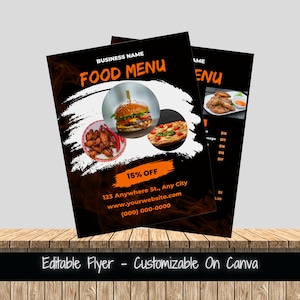Afdrukbare voedselmenu-flyersjabloon 2-zijdige voedselmenusjabloon Voedselverkoop Flyer voor speciale evenementen Restaurantspecials Voedselverkoopflyer DIY
