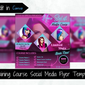 Social Media Premade Flyer Template Hair Stylist Flyer Course Training Class Flyer Editable Social Media Template Flyer Teaching Masterclass