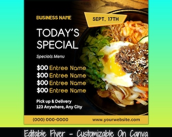 Today's Special Menu Flyer Template (Editable, Social Media)