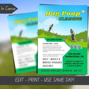 Druckbare Hundekot-Aufräum-Flyer Hundekot-Entfernung-Flyer Hundekot-Reinigungs-Service Side Hustle Werbeflyer Hundekot-Schöpferei-Flyer