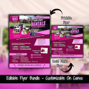 Party Rental Marketing Flyer Bundle Templates Event and Party Rentals Flyer Template Event Equipment Rentals Flyer Party Rental Business