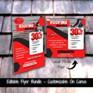 Roofing Service Bundle Flyer Templates Social Media Flyer Roof Repair Maintenance Flyer Roofing Services Printable Flyer Template
