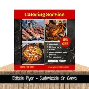 Editable Catering Services Flyer Template For Social Media Cater Business Marketing Flyer Catering Service Business Flyer Catering Flyer
