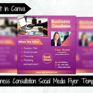 Business Consultation Flyer Template Business Flyer Social Media Post DIY Template Coaching Flyer Mentor Templates Webinar Teaching Workshop