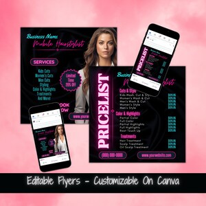 Mobile Hairstylist Social Media Flyers Hair Dresser Flyer Pricelist Hairstylist Marketing Flyer Hairstylist Flyer For Mobile Hairstylist