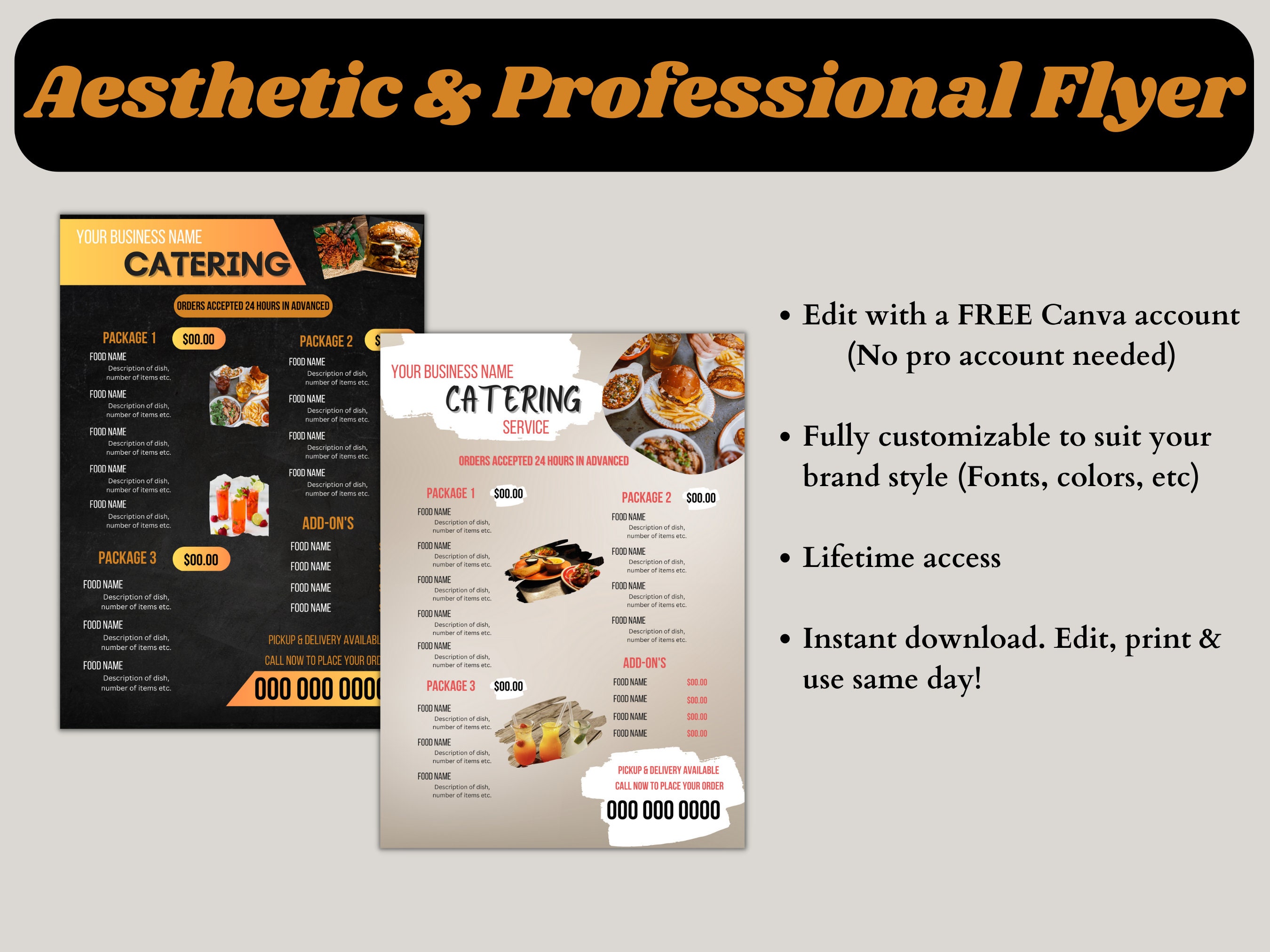 catering order bundle, catering template, editable... Editable Catering Menu Template (digital Download) - Etsy