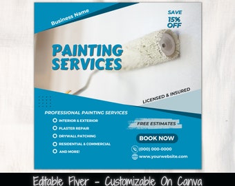 Painting Services Flyer Template, Editable Business Marketing (Digital Download)