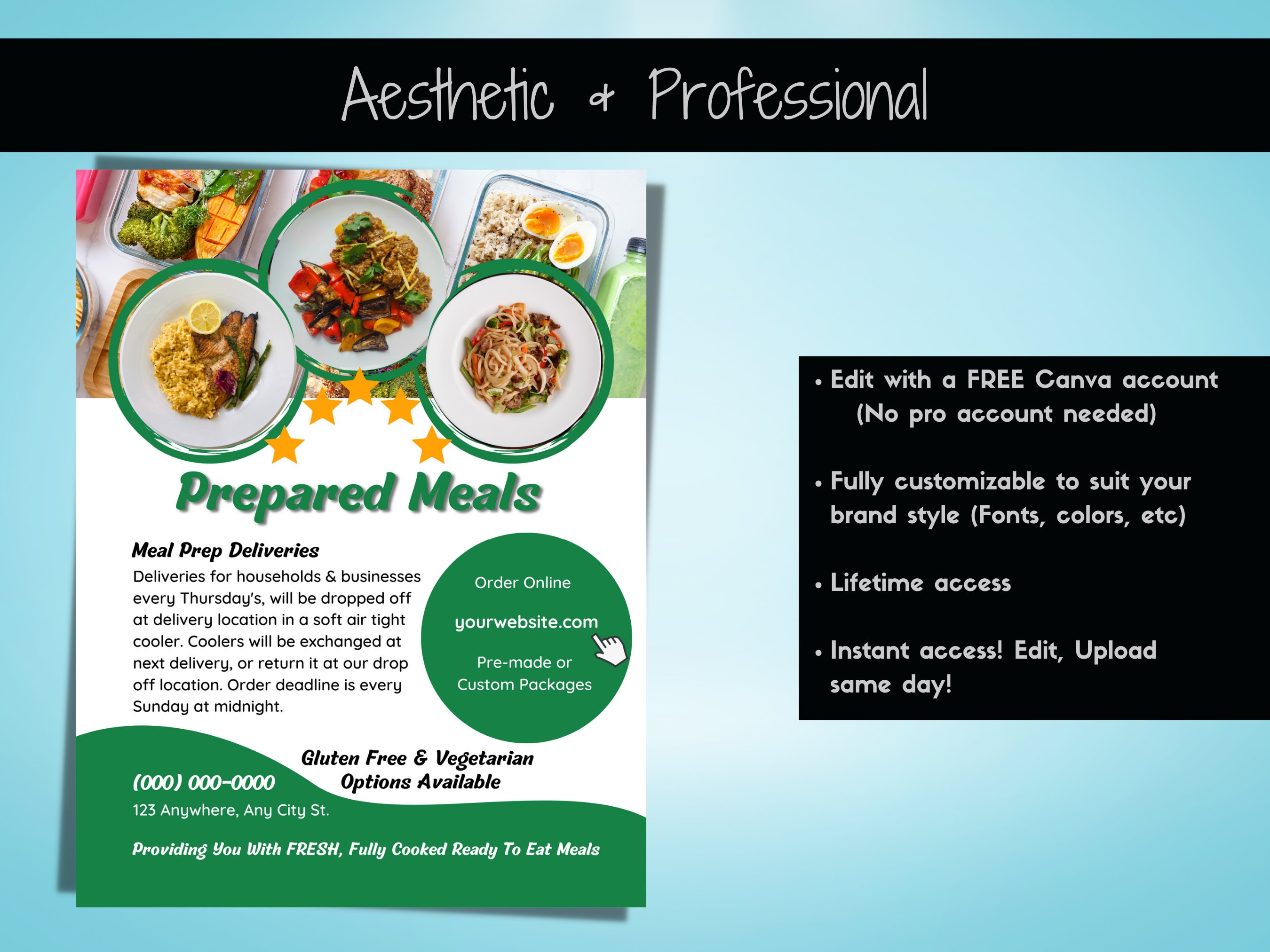 Printable Meal Packages Flyer Prepared Meals Delivery Service Flyer
