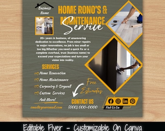 Handyman Services Flyer Template, Home Renovation Marketing (Digital)