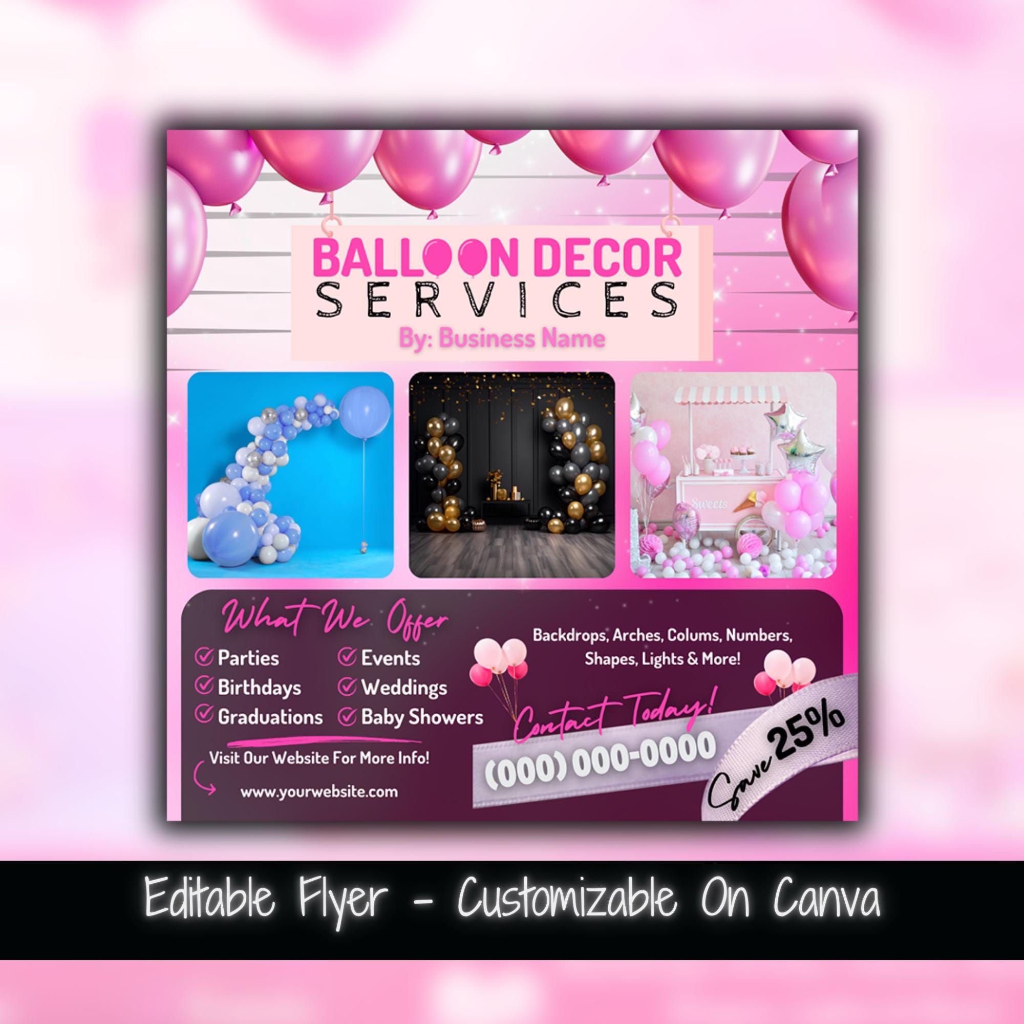Balloon Decor Service Flyer Template (canva Editable) - Etsy