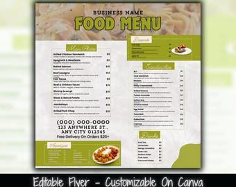 Restaurant Essen Menü Flyer, Social Media Vorlage (Canva)