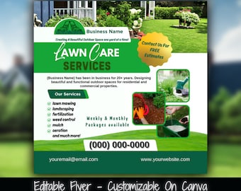 Lawn Care Services Flyer Template, Social Media Yard Care (Canva)
