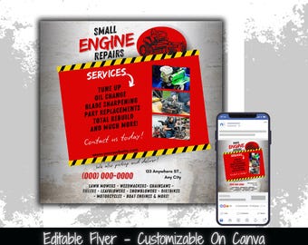 Small Engine Repair Social Media Flyer Template (1080x1080 px)