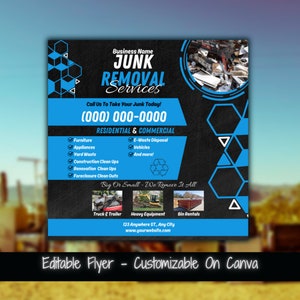 Junk Removal Service Social Media Flyer Template Junk Hauling Business Flyer Junk and Scrap Metal Removal Social Media Marketing Flyer