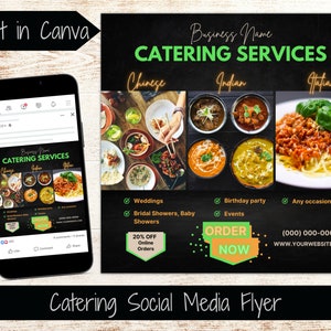 Editable Catering Flyer Template Catering Service Flyer Social Media Advertisement Event Restaurant Flyer Flyer For Cater Business Marketing