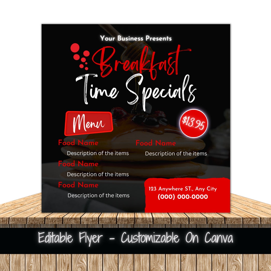Breakfast Specials Flyer Template | Cafe Restaurant Food Menu (canva ...