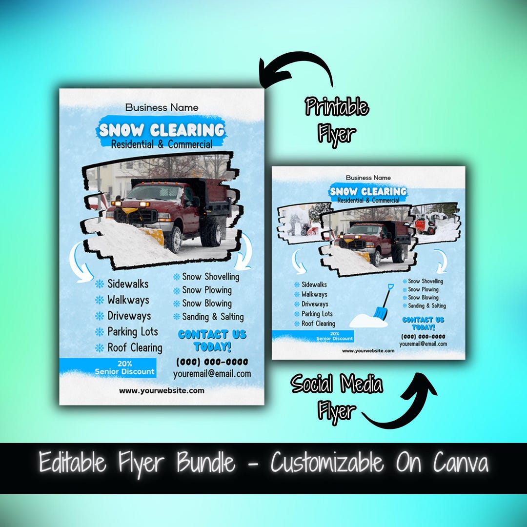 Snow Making Flyer Snow Removal Flyer Templates | Business Marketing (canva Editable) - Etsy