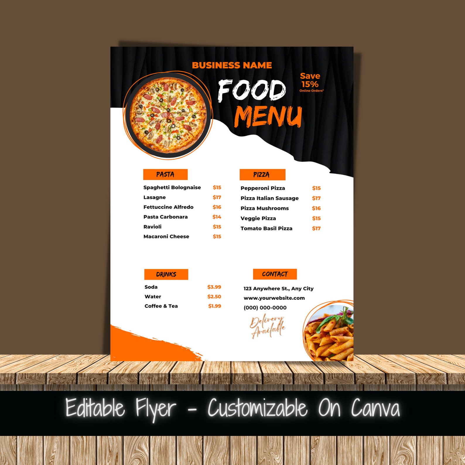 Printable Food Menu Flyer Template Editable Food Menu Template Food ...