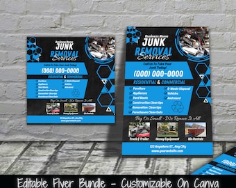 Junk Removal Service Flyer Templates, Printable Marketing (Canva)