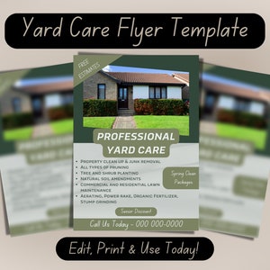 Customizable Yard Care Business Flyer Template Printable Yard Care Service Flyer Editable Professional Yard Care Templates Lawn Maintenance