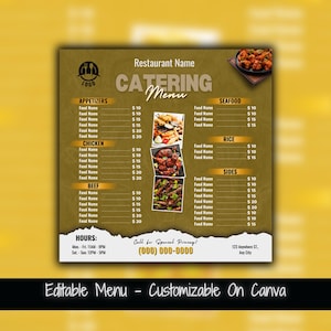 Modelo de menu de catering de mídia social Folheto de evento de catering Modelo de folheto de menu de catering de restaurante Negócio de catering Serviço de alimentação