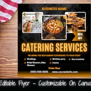 Folheto de mídia social de serviço de catering Modelo de folheto de serviço de catering de restaurante Folheto de negócios de catering Folheto de evento Modelo de marketing Venda de alimentos