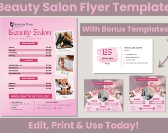 Beauty Salon Price List Template, Editable Flyer (Digital Download)