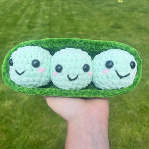 Handmade crochet peas in a pod plushie