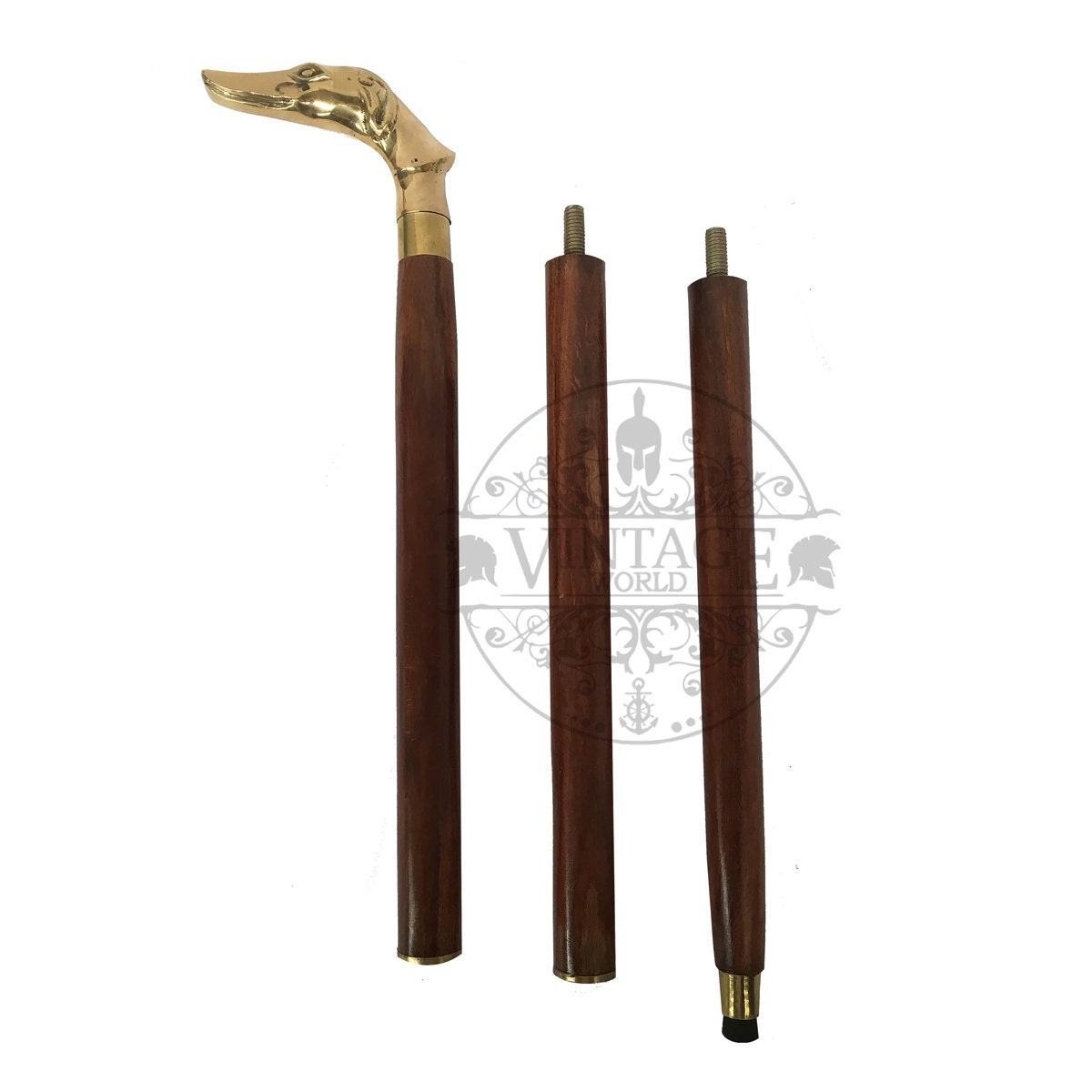 Dog Handle Walking Stick Brass & Wood Etsy Australia