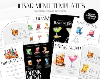 Wedding Bar Menu Sign Template, Signature Drink (Digital Download)