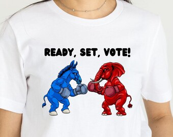 Election 2024 T-Shirt: Donkey vs Elephant Boxing Match Tee