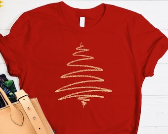 Simple Yet Beautiful Christmas Tree Line Art T-shirt, Minimalist Design of a Christmas Tree Shirt, Perfect Gift for the Holiday Season
