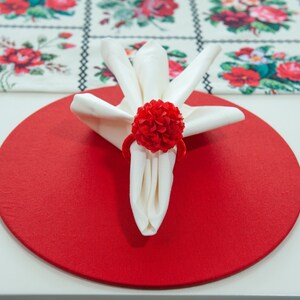 Red Flower Napkin Rings , Christmas Napkin Holders, Holiday Napkin Rings, Christmas Table Decor