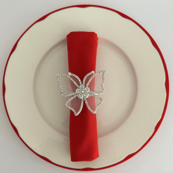Christmas Napkin Rings, Butterfly Napkin Ring, Silver Napkin Holders, Nice Decoration for Your Dinner Table