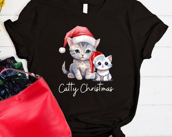 Catty Christmas T-shirt: Granddaughter Gift for Cat Lovers