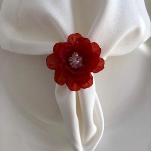 Valentine&#39;s Day Napkin Rings, Red Rose Napkin Ring, Red Napkin Holders, Holiday Napkin Rings, Stylish Table Decor, Gift for Mom